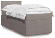 vidaXL Pat box spring cu saltea, gri taupe, 80x200 cm, textil