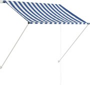 vidaXL Copertină retractabilă, albastru și alb, 100 x 150 cm