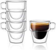 Set 4 cani sticla borosilicata 250 ml, perete dublu, stivuibile