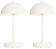Set de 2 lămpi de masă exterioare ciupercă albe reîncărcabile - Keira