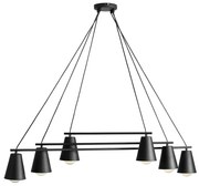 Lustra din metal negru cu 6 becuri Arte, 95 cm