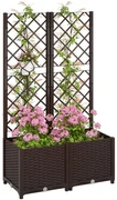 Outsunny Pat Înălțat pentru Grădină cu Spalier și 6 Orificii de Drenaj, 80x40x135 cm, Maro | Aosom Romania