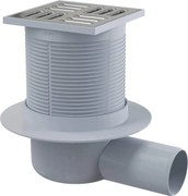 Rigola dus, patrata, cu gratar, otel periat, 10.5 cm, Deante Otel periat