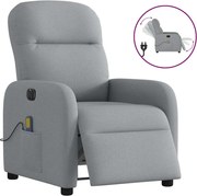 vidaXL Fotoliu electric de masaj rabatabil, gri deschis, microfibră