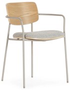 Set de scaune de sufragerie gri deschis/în culoare naturală cu cotiere tapițat Nour – MOME