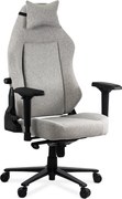 Scaun gaming gri din stofa cu cotiere 4D, durabil OFF 297