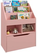 HOMCOM Raft pentru copii cu sertar, bibliotecă cu rafturi, 60 x 29,9 x 90 cm, Roz | Aosom Romania