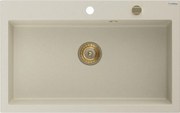 Mexen Elix chiuvetă de bucătărie din granit cu 1 compartiment 800 x 500 mm, bej, sifon aurit - 6527801005-69-G