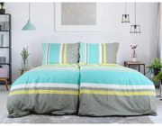 Lenjerie de pat gri/turcoaz din țesătură crep pentru pat de o persoană 140x200 cm Beautiful Spring – B.E.S.