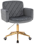 HR802K Scaun Grafit din Catifea cu Bază Aurie