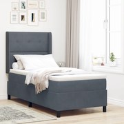 vidaXL Pat cu arcuri cu headboard Gri închis 80 x 200 cm Catifea