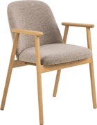 MAZZONI EXPORT RODERIC Bej Latte (material Monza 60)/cadru stejar lăcuit - SCAUN BOUCLÉ DE LEMN RETRO