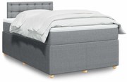 vidaXL Pat box spring cu saltea, gri deschis, 120x190 cm, textil