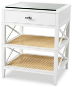 Noptiera, Masuta Laterala LUX, Lemn, Rattan, Bahamas alb