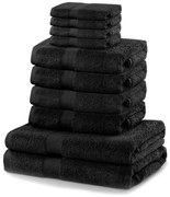 Set 8 prosoape negre și 2 prosoape de baie DecoKing Marina Black