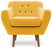 Fotoliu LUX elegant si confortabil cu picioare stejar si tapiterie galbena, Kelly 1 stejar/ galben
