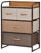 HOMCOM Comodă cu 4 Sertare Pliabile și Raft, Mobilier pentru Camera de Zi și Dormitor, 58x29x78.5 cm, Multicolor | Aosom Romania