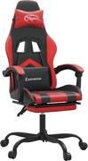 vidaXL Scaun de gaming cu suport picioare, negru/roșu, piele ecologică