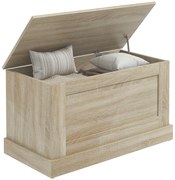 HOMCOM Cuptor de depozitare, cutie de jucării, cu balamale de siguranță, pentru sufragerie, din lemn, 80 x 40 x 45 cm, lemn natural | Aosom Romania