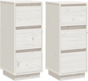 vidaXL Servante, 2 buc., alb, 32x34x75 cm, lemn masiv de pin
