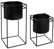 Set 2 suporturi flori Duch Black, otel, 16x16xH25 cm, 18x18xH39.7cm