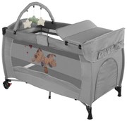 Patut de calatorie cu suport de schimbat scutece si arcada de jucarii, gri