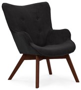 Fotoliu negru cu tapițerie din catifea reiată Niko – Ropez