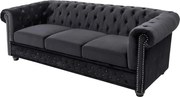 Canapea clasica stil englezesc Chesterfield 3 locuri, catifea neagra