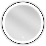 Mexen Esso oglindă de baie iluminată, rotundă 60 cm, LED 6000K, anti-aburire, ramă neagră - 9825-060-060-611-70
