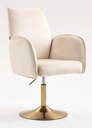 HR280N Scaun Crem din Catifea cu Bază Aurie