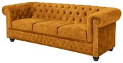 Canapea clasica stil englezesc Chesterfield 3 locuri, galben mustar