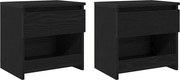 vidaXL Dulap de noapte cu sertar 2 pcs Stejar Negru 40 x 30 x 39 cm
