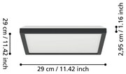 Eglo 901442-LED Plafonieră baie ROVITO 13,4W/230V 29x29cm IP44 negru
