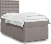 vidaXL Pat box spring cu saltea, gri taupe, 80x200 cm, textil