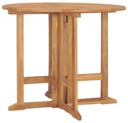 vidaXL Masă de grădină pliabilă, Ø90x75 cm, lemn masiv de tec