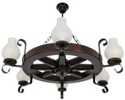 Candelabru rustic fabricat manual din lemn Roata 6L