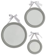 Set 3 oglinzi decorative Atmosphera Créateur d'intérieur, Aluminiu/MDF/Poliester, Gri