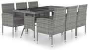 Set mobilier de gradina, 7 piese, antracit & gri, poliratan