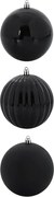 vidaXL Set de Globuri de Crăciun XXL 3 pcs Negru Plastic