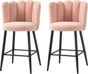 HOMCOM Set de 2 taburete de bar, scaune de bar cu spătar și suport pentru picioare, picioare din oțel, 52 x 53 x 93 cm, roz | Aosom Romania