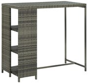 vidaXL Masă de bar cu raft de depozitare, gri 120x60x110 cm, poliratan