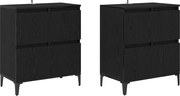 vidaXL Bufeturi 2 pcs Stejar Negru 60 x 35 x 70 cm Lemn compozit