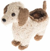 Capac pentru ghiveci din răchită Câine cu PVC, 32 x 30 x 24 cm