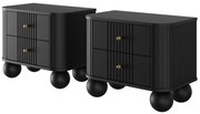 Set noptiere Vesper 56 cm - negru / mânere aurii picioare rotunde