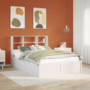 vidaXL Cadru de pat fără saltea, alb, 140x190 cm, lemn masiv de pin