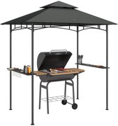 Outsunny Pavilion de grătar cu LED 240 x 150 x 258 cm rezistent la apă, ignifug, pavilion de grătar cu acoperiș dublu | Aosom Romania