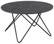 Măsuță de cafea neagră rotundă cu blat cu aspect de marmură ø 80 cm Wyre – Actona