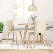 vidaXL Scaune de bucătărie, 2 buc., crem, material textil