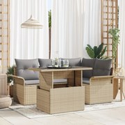 vidaXL Set de canapele pentru grădină cu pernă 5 pcs Bej Rattan poli