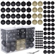 Set 100 globuri de Craciun, diverse forme si marimi, negru